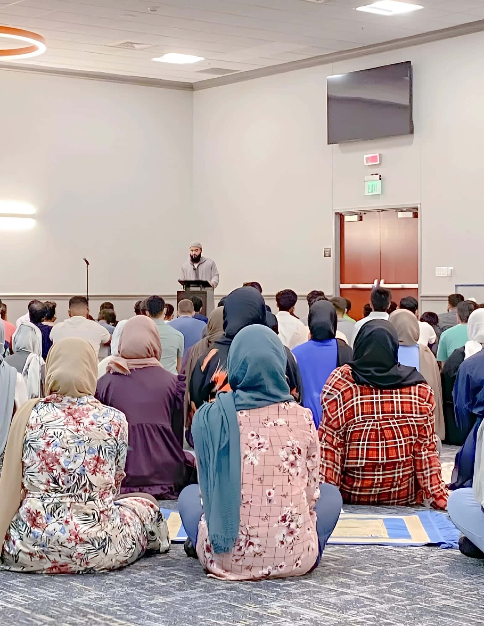 A mentor from the circles delivers jumu'ah, and a campus prays as one