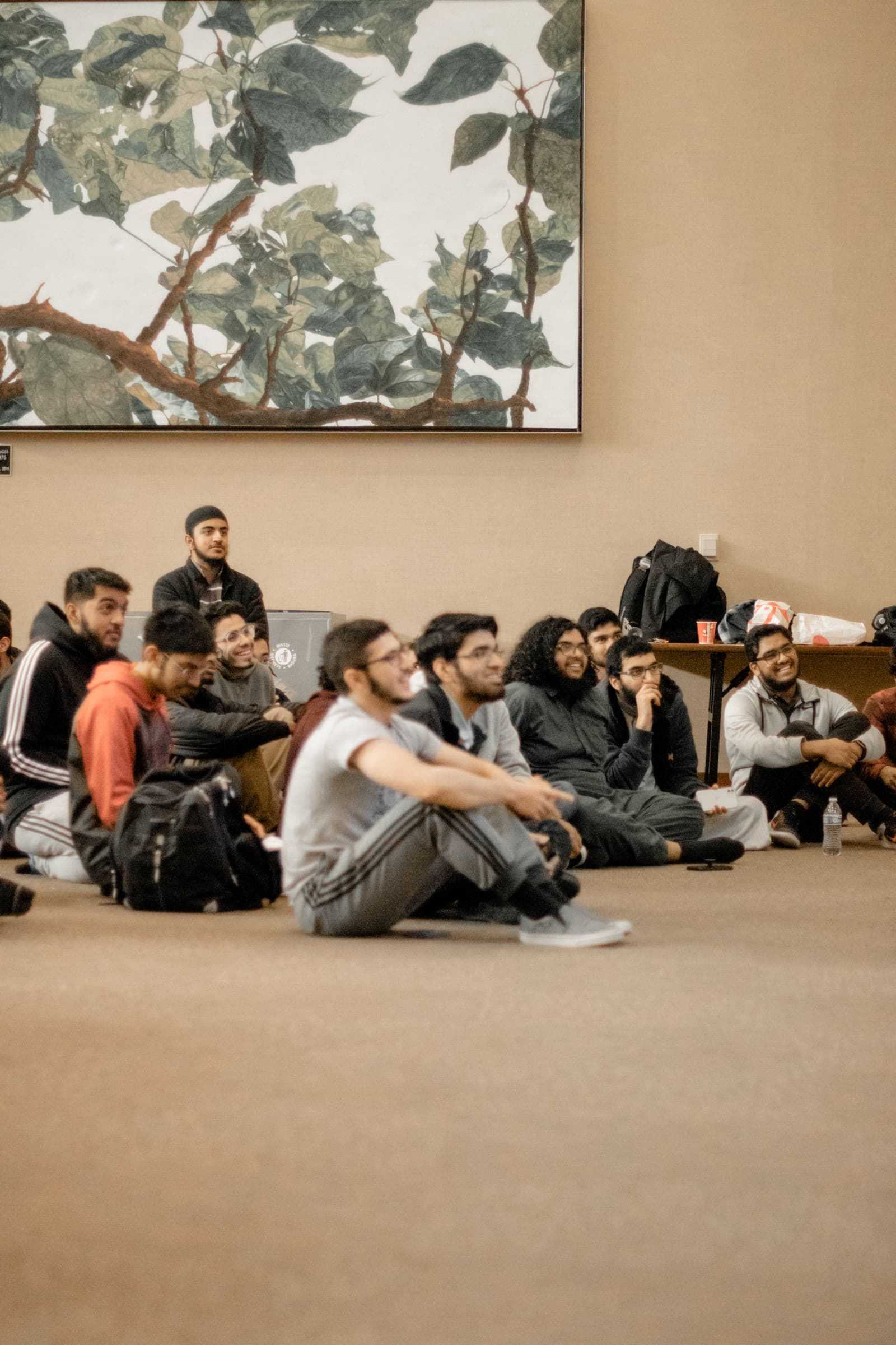 Students gathered closely together during a Qur’an session