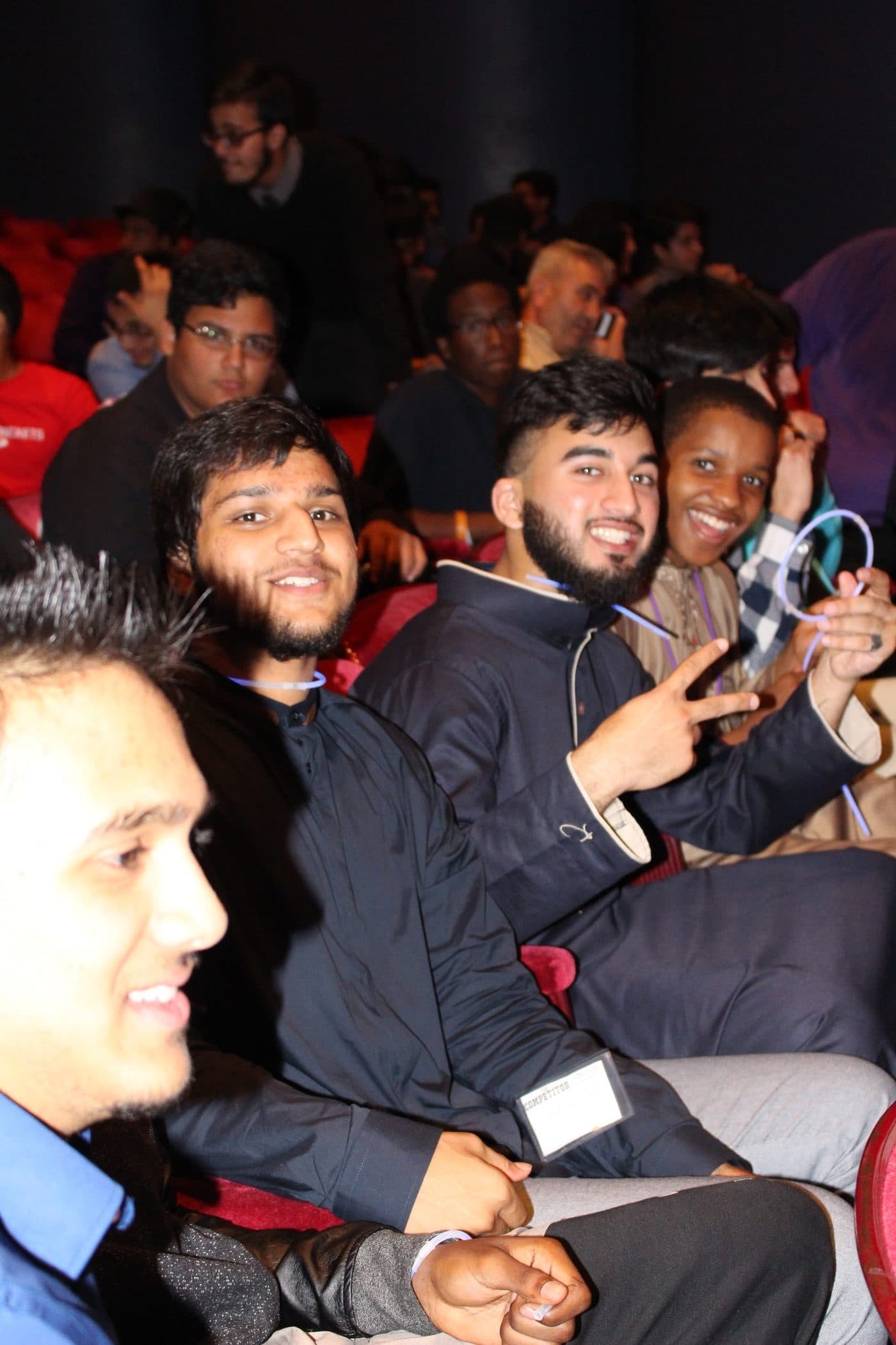 Students crowded together at a MIST competition in Houston, 2015