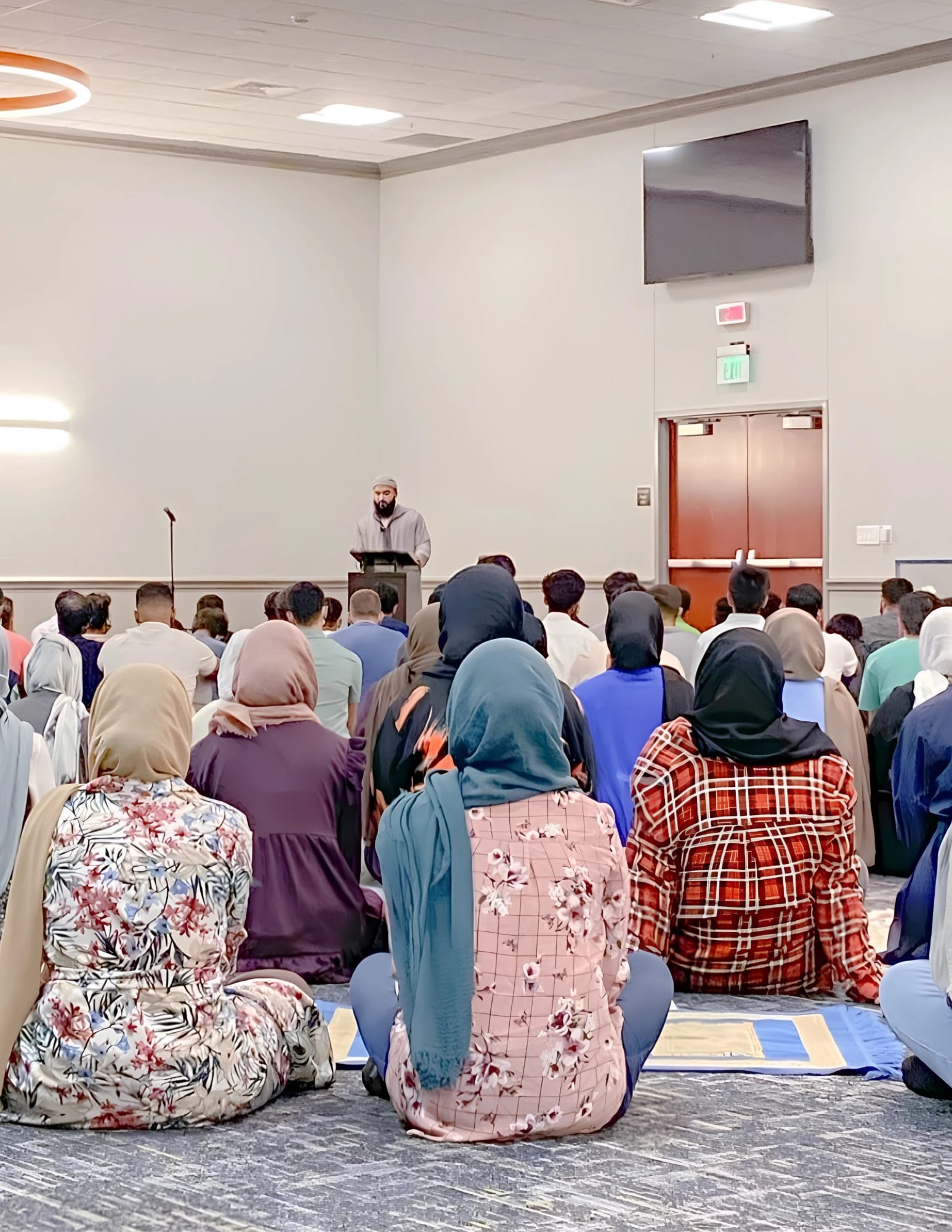 A mentor from the circles delivers jumu'ah, and a campus prays as one